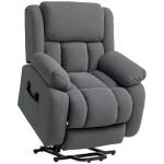 HOMCOM Poltrona Alzapersona Massaggiante e Reclinabile con 2 Tasche e Telecomando, 93x104x105 cm, Grigio