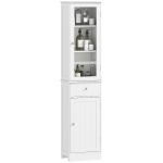 kleankin Mobile Colonna Bagno Salvaspazio con Armadietto, Cassetto e Ripiani in MDF, 40x27x171.5cm, Bianco