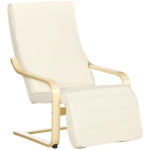 HOMCOM Fauteuil Relax Confort et Relaxation avec Repose-Pied réglable déhoussable 94 x 66,5 x 100 cm cm Bois Massif Crème