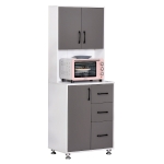 HOMCOM Buffet haut cuisine, armoire de cuisine, vaisselier avec 3 portes, 3 tiroirs et plan de travail, meuble de rangement pour salon, salle à manger, style moderne, 60 x 40 x 160 cm, gris