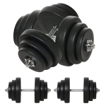 HOMCOM Kurzhantel-Set 40 kg, 2 Metallgriffe, 12 Hantelscheiben, bodenschonend, schwarz