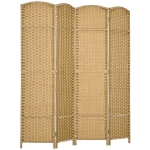 HOMCOM Paravent interieur en bois 4 panneaux 160 x 170 cm séparateur de pièce pliable pour salon, chambre à coucher, naturel