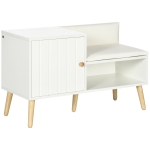 HOMCOM Banco Zapatero para 4 Pares con Compartimento Abierto y Asiento con Cojín para Entrada Pasillo 80x33x49 cm Blanco