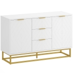 HOMCOM Credenza Moderna Bianca, Credenza Bassa Buffet per Cucina o Sala da Pranzo con 3 Cassetti e 2 Ante, 120x40x76cm