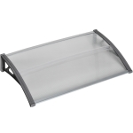 Outsunny Türüberdachung, Schutz vor Regen, Wind und Hagel, Polycarbonat, Aluminium, 110 x 60 x 18 cm, Grau