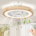 HOMCOM Plafondventilator met Lamp en Afstandsbediening, 6 Snelheden, Aanpasbare Helderheid, Stille Motor, Lichtbruin