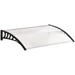 Outsunny Auvent de porte d'entrée toit marquise en polycarbonate protection contre pluie neige UV 0,9 x 1,5 m, transparente