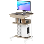 HOMCOM Rollend Bureau met Lade en Schappen, 4 Wielen, Compact, Spaanplaat, Metaal