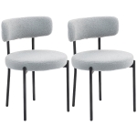 HOMCOM Juego de 2 sillas de comedor con respaldo de tela patas de acero 51 x 51 x 76 cm gris claro