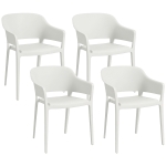 Outsunny Set 4 Sedie da Giardino in Plastica Impilabili con Braccioli e Schienale Alto in PP, Bianco