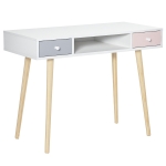 HOMCOM Mesa de Escritorio Infantil Mesa Consola con 1 Compartimento Abierto y 2 Cajones Estilo Nórdico para Estudio Entrada Dormitorio 100x48x76,5 cm Multicolor