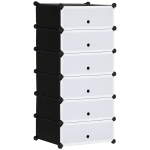 HOMCOM Armoire à chaussures modulable range chaussures meuble de rangement avec 6 cubes rectangulaires empilable en plastique capacité 12 paires 49 x 36,5 x 108 cm blanc