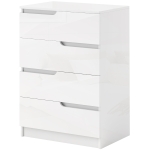 HOMCOM Commode Moderne, Chambre À Coucher, 4 Tiroirs, Panneaux de particules, Dispositif Anti-Basculement, Patins de Pied, Blanc
