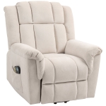 HOMCOM Fauteuil électrique Powerlift, Fauteuil de massage avec fonction de chauffage, Fauteuil rembourré avec repose-pieds, Poche latérale, Revêtement en tissu chenille, Beige