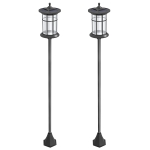 Outsunny 2 Lampadaires Solaires Extérieur avec Panneau Solaire Allumage Automatique et Cadre en Acier Inoxydable Étanche IP44 Noir
