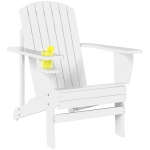 Outsunny Fauteuil de jardin Adirondack grand confort porte-gobelet intégré bois de sapin traité peint blanc