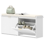 HOMCOM Banc à Chaussures avec Siège Rembourré 2 Tiroirs Pliants et Étagère Ajustable pour Entrée 104x26x47,5 cm Blanc