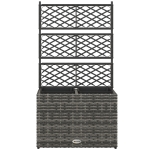 Outsunny Jardinière avec Treillis pour Plantes Grimpantes avec 2 Pots en Acier et Rotin PE, 57x30x107cm, Gris