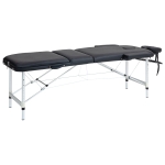 HOMCOM Lit de Massage Pliable à Hauteur Réglable, en Aluminium et Plastique, 215x81x61-84 cm, Noir
