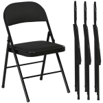 HOMCOM Set de 4 Chaises Pliantes avec Assise Rembourrée en polyester et Structure en Acier, Noir