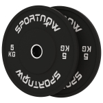 SPORTNOW Set 2 Disques de Poids de 5 kg en Caoutchouc avec Trou de 2"/5 cm pour Haltères et Barres, Noir