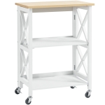 HOMCOM Carrinho de Cozinha Dobrável Carrinho de Serviço com Rodas e Prateleiras de 2 Níveis 60x40x84cm Branco