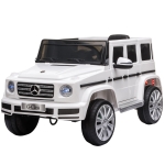 HOMCOM Coche Eléctrico para Niños de Batería 12 V BENZ G500 con Control Remoto Música Bocina 3-5 km/h Carga 30 kg Blanco
