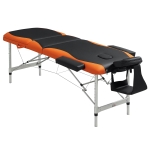 HOMCOM Camilla Masaje Plegable Camilla Estética Profesional de Aluminio de 3 Zonas con Respaldo Altura Ajustable 9 Niveles Reposacabezas Extraíble Reposabrazos Bolsa para Spa 210x81cm Negro y Naranja