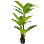 HOMCOM Banano Pianta in Vaso da 150cm, Albero di Banano Artificiale per Interno ed Esterno