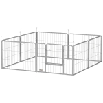 PawHut Enclos pour animaux, Clôture pour chiens, Terrain de jeu pour animaux, facilement adaptable, en acier inoxydable