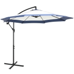 Outsunny Ombrellone da Giardino a Braccio 3x2 m con Manovella, Metallo e Poliestere, Blu Scuro e Crema