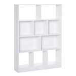 HOMCOM Estantería Librería de 4 Niveles con 10 Compartimentos Estantes de Almacenaje Multiusos 100x23,8x140 cm Blanco