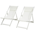 Outsunny Ensemble de 2 Chaises Longues de Jardin Pliantes et Inclinables en Aluminium, 96,5x58x91,5 cm, Beige