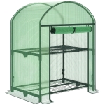 Outsunny Mini Serra da Giardino con 2 Ripiani in Metallo e Copertura in PE, 69x49x92cm, Verde