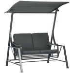 Outsunny Hollywoodschaukel, neigbares Dach, Sitz- und Rückenkissen, Stahlrahmen, dunkelgrau, 148 x 129 x 172 cm