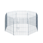 PawHut Vallas para Perros Plegables de 8 Piezas 63x76 cm con 1 Puerta y Marco de Acero para Jardín Patio Plata