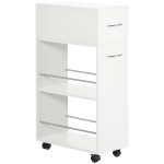 HOMCOM Carrito de Cocina Verdulero con 1 Cajón y 2 Estantes Abiertos Carro Auxiliar con Ruedas 25x50x85 cm Blanco