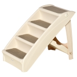 PawHut Escalier pour Chiens Pliable avec 4 Marches Antidérapantes pour Animaux Jusqu'à 10kg, Beige