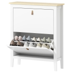 HOMCOM Armoire à Chaussures Slim 2 Tiroirs pour 14 Paires de Chaussures Taille 44 EUR et Étagères Ajustables, 80x24x95,5 cm, Blanc