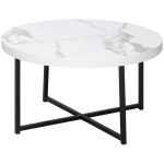 HOMCOM Table Basse Ronde avec Plateau Effet Marbre en MDF et Pieds en Métal, Φ80x45 cm, Blanc