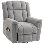 HOMCOM Fauteuil de Levage, Fauteuil de Massage avec Fonction de Chaleur, Fauteuil Rembourré avec Repose-Pieds, Poches Latérales, Revêtement en Chenille, Gris Foncé