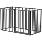 PawHut Enceinte pour Chiots, Barrière pour Chiens, Enclos pour Chiots, 6 Panneaux avec Porte, Clôture d'Intérieur et d'Extérieur, Acier, Noir