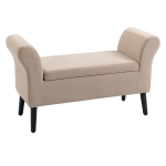 HOMCOM Banc rembourré avec Espace de Rangement, Banc avec Accoudoirs, Hauteur d'Assise de 46 cm, Velours, 111,5 x 41 x 65 cm, Beige
