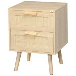 HOMCOM Table de Chevet pour Chambre à Coucher en Style Boho, 40x40x56cm, Couleur Bois Naturel