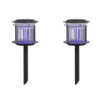 Outsunny Set 2 Lămpi 2-în-1 în Aer Liber Împotriva Țânțarilor, Felinare Împotriva Țânțarilor cu Lumină LED și UV, Ø18x45 cm, Negru