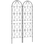 Outsunny Support pour plantes grimpantes avec motif lot de 2 treillis de jardin pour vigne fleurs légumes métal 50 x 180 cm noir