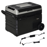 Outsunny Nevera Compresor Portátil 60L Nevera Portátil Eléctrica para Coche Congelador CC 12V/24V hasta -20℃ con Pantalla LED Táctil Asa Retráctil Ruedas para Camping Viajes 71,1x46x57,1 cm Negro