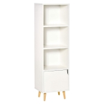 HOMCOM Estantería para Libros con 3 Estantes Abiertos Cajón Librería Moderno para Almacenamiento Juguetes 40x30x129,5 cm Blanco