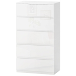 HOMCOM Commode Moderne 5 Tiroirs Anti-basculement en Bois, 55x33x100 cm, Blanc Brillant