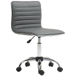 HOMCOM Chaise de Bureau Ergonomique en Cuir PU avec Hauteur Réglable, Assise Pivotante et Roulettes, Gris Foncé